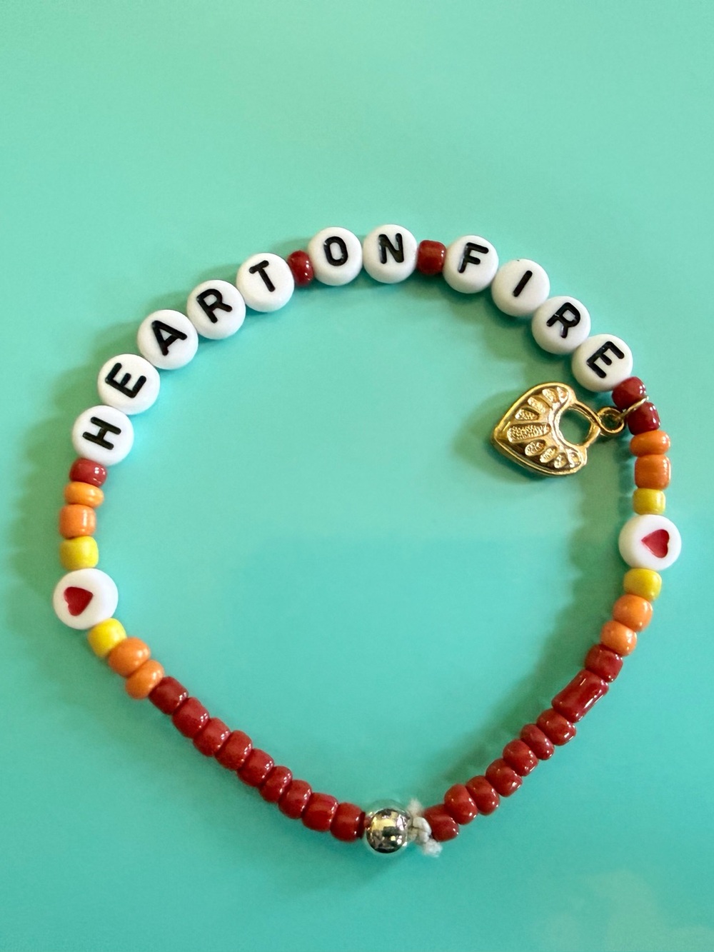 Handmade Eric Church HEART ON FIRE Beaded Charm Bracelet new